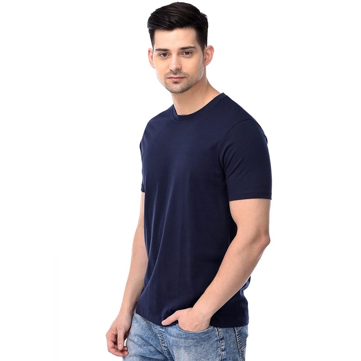 Футболка темно-синяя, однотонная, Regular Fit Футболка темно-синяя, однотонная, Regular Fit